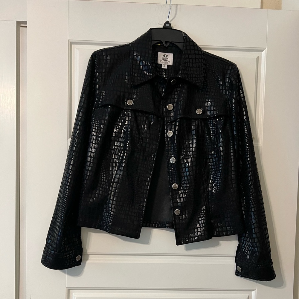 Renfrew Black Croc-Embossed Women's Jacket EUC size S